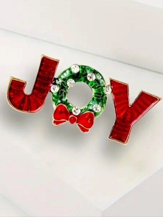Accessories - JOY Holiday Enamel Pin with Green Wreath and Red Bow